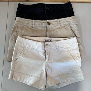 American Eagle Outfitters Women's Midi Stretch Shorts - Black, Tan, and Cream